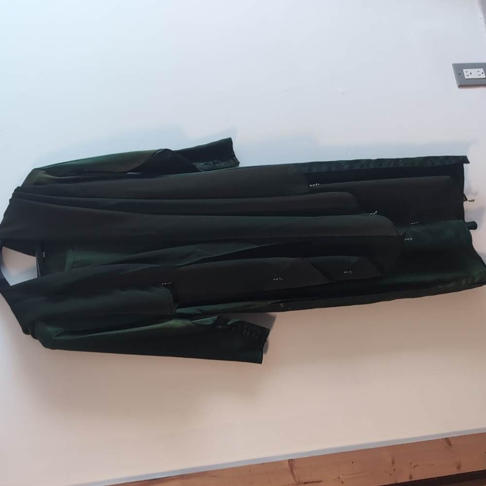 Emerald green sutra pants suit set with scarf 16